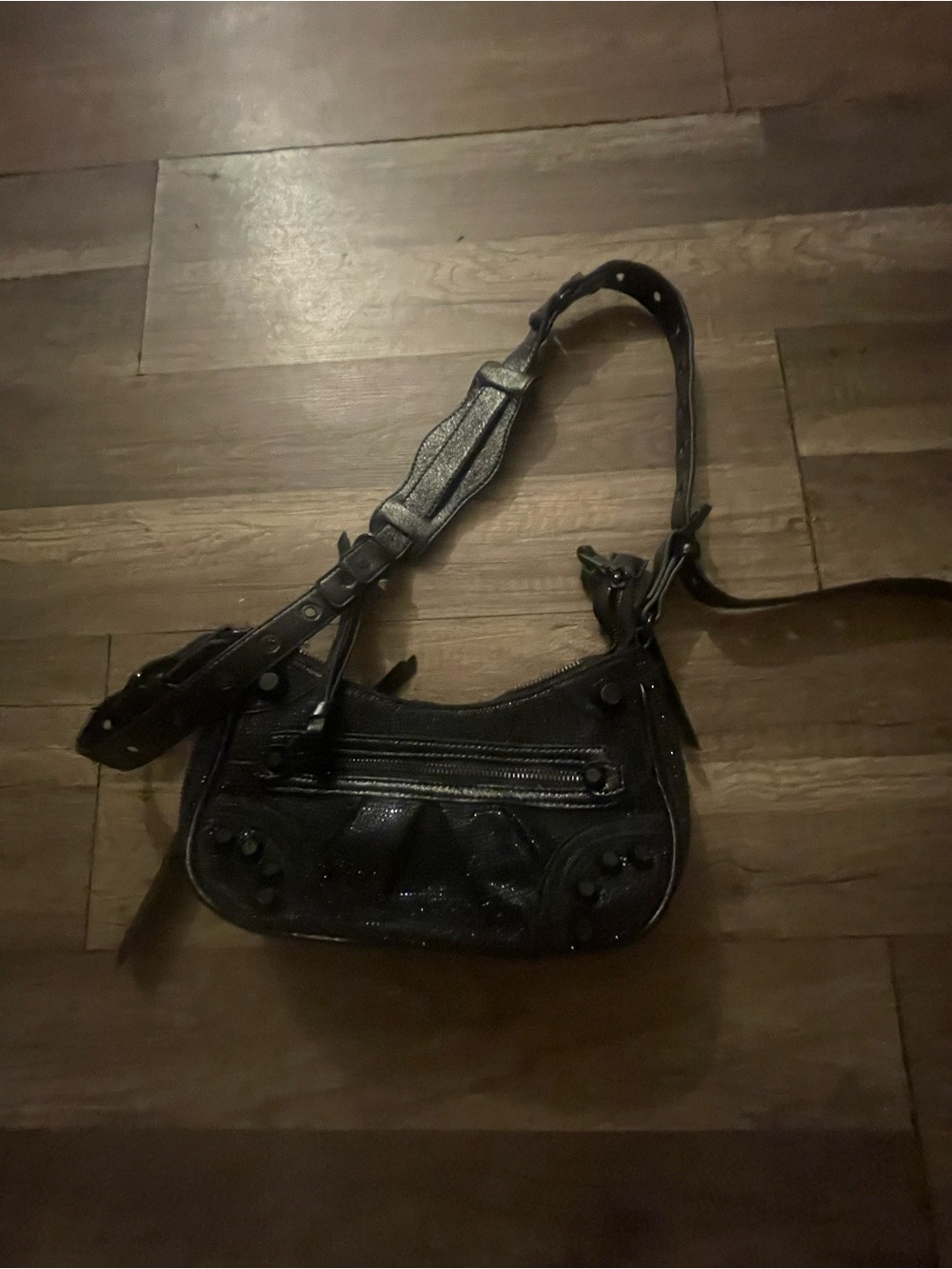 Steve Madden Y2K Black Shoulder Bag with Stud Accents